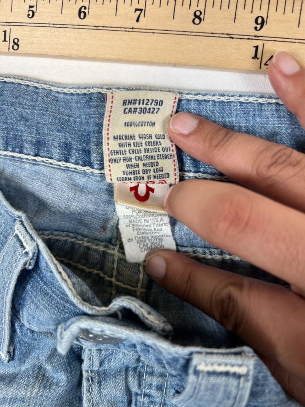Vtg True Religion Women's Jeans Size 24 Blue Denim Flap Pocket Stitching Casual - Picture 3 of 12
